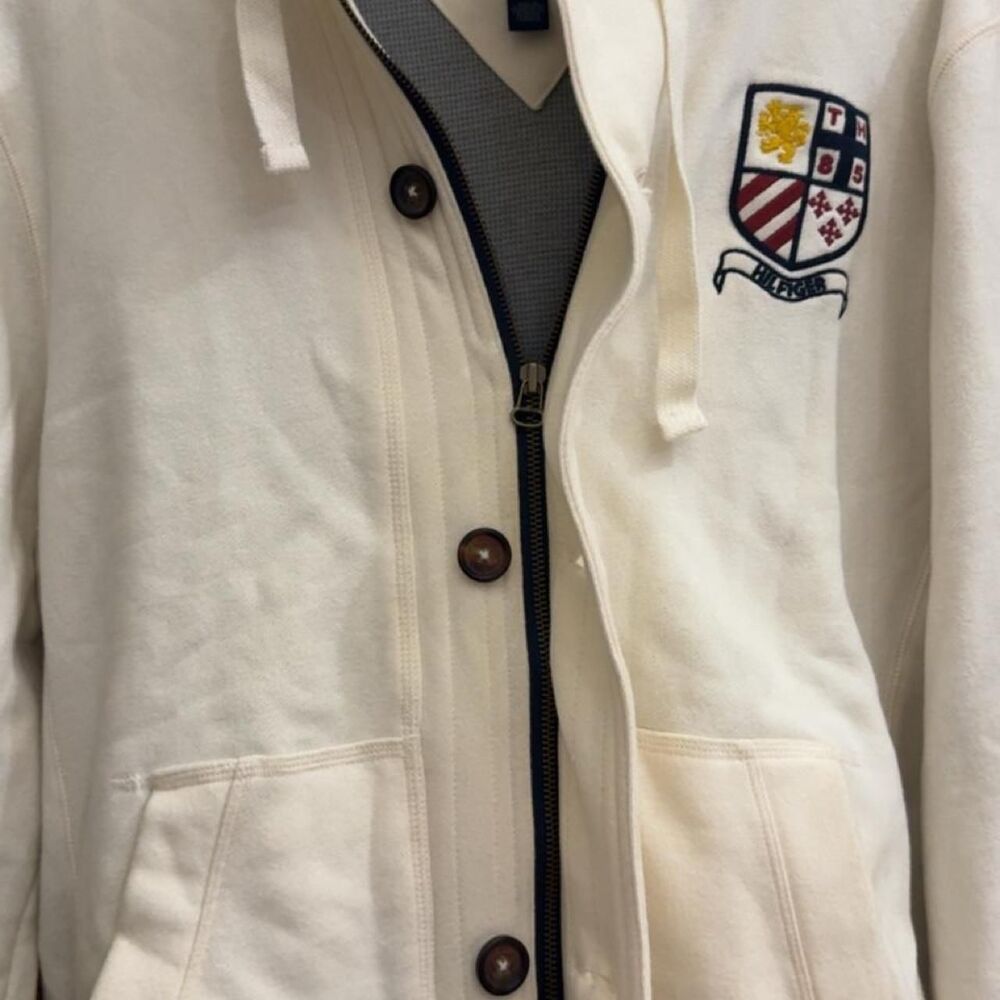Tommy-hilfiger Men's White and Cream Hoodie